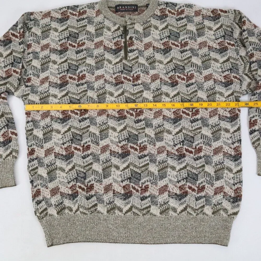 Vintage Brandini Sweater Mens Sz XL Geometric 1990s‎ Dad Grandpa 90s Italy